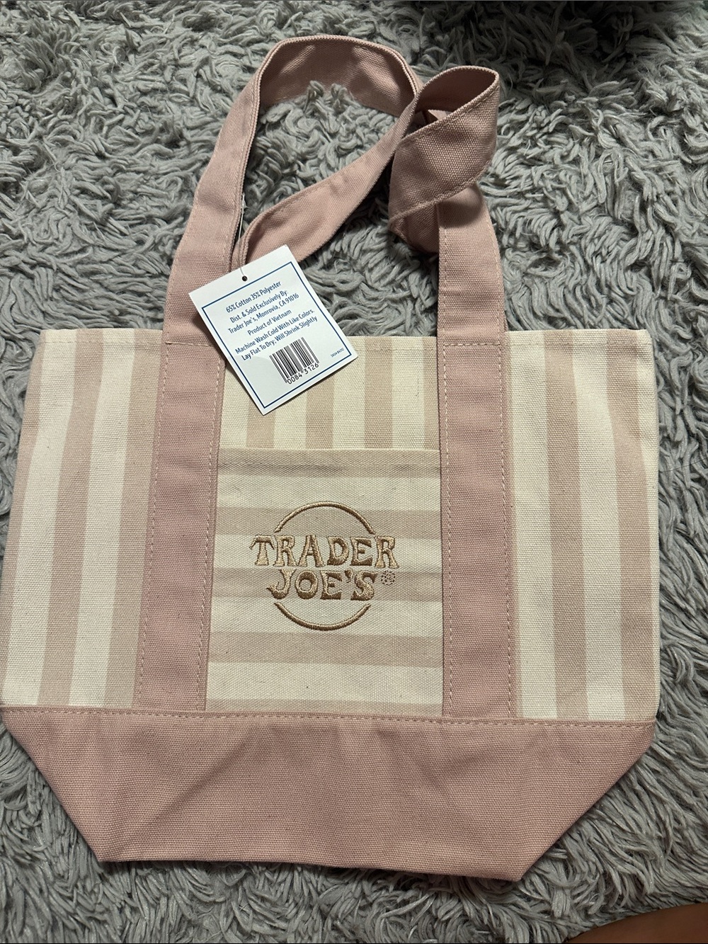 NWT Trader Joe’s Stripe Mini Tote in Tan